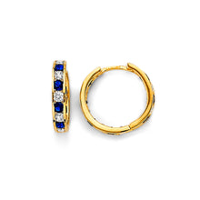 Load image into Gallery viewer, 14K Yellow Gold CZ Channel Huggies Earrings