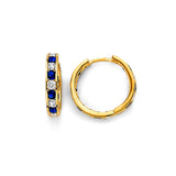 14K Yellow Gold CZ Channel Huggies Earrings