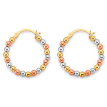 Load image into Gallery viewer, 14K Tri Color Gold 25mm Polish Bead Hoop Earrings