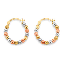 Load image into Gallery viewer, 14K Tri Color Gold 20mm Polish Bead Hoop Earrings