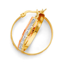 Load image into Gallery viewer, 14K Tri Color Gold 27mm DC Hoop Earrings