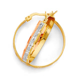 14K Tri Color Gold 27mm DC Hoop Earrings