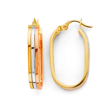 Load image into Gallery viewer, 14K Tri Color Gold Line U Shape Earrings