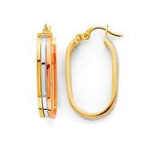 14K Tri Color Gold Line U Shape Earrings