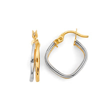 Load image into Gallery viewer, 14K Two Tone Gold 2 Line Hoop Earrings