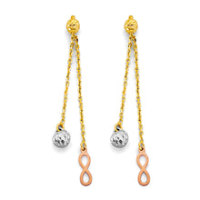 Load image into Gallery viewer, 14K Tri Color Gold Hanging Infinity Earrings