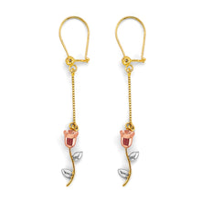 Load image into Gallery viewer, 14K Tri Color Gold Hanging Flower Earrings