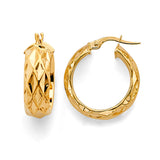 14K Yellow Gold 20mm Round DC Shiny Hoop Earrings