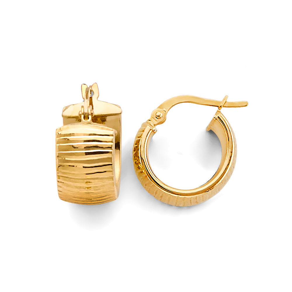 14K Yellow Gold Shiny DC 15mm Huggies Earrings