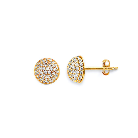 14K Yellow Gold Cluster CZ Push Back Earrings