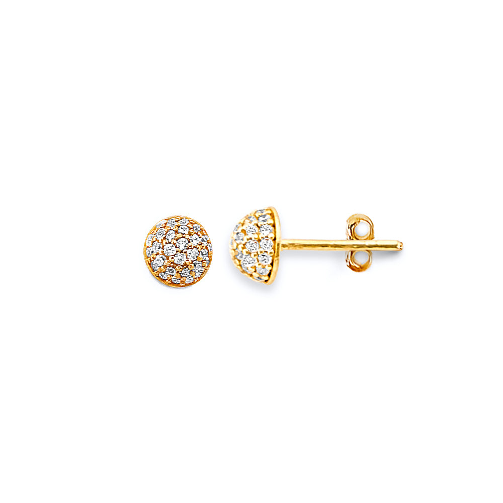 14K Yellow Gold 5mm Cluster CZ Push Back Earrings