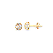 Load image into Gallery viewer, 14K Yellow Gold 5mm Cluster CZ Push Back Earrings