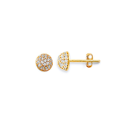 14K Yellow Gold 5mm Cluster CZ Push Back Earrings