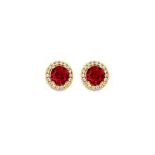 Load image into Gallery viewer, 14K Yellow Gold Round Red CZ Push Back Earrings