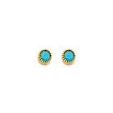 14K Yellow Gold Round Turquoise Push Back Earrings