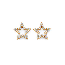 Load image into Gallery viewer, 14K Yellow Gold CZ Star Push Back Earrings