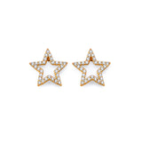 14K Yellow Gold CZ Star Push Back Earrings