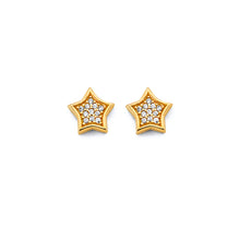 Load image into Gallery viewer, 14K Yellow Gold 7mm CZ Star Push Back Earrings