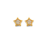 14K Yellow Gold 7mm CZ Star Push Back Earrings