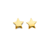 14K Yellow Gold Star Push Back Earrings