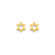 Load image into Gallery viewer, 14K Yellow Gold Star Of David Push Back Earrings