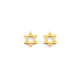 14K Yellow Gold Star Of David Push Back Earrings