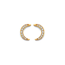 Load image into Gallery viewer, 14K Yellow Gold CZ Moon Push Back Earrings