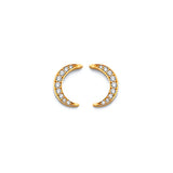 14K Yellow Gold CZ Moon Push Back Earrings