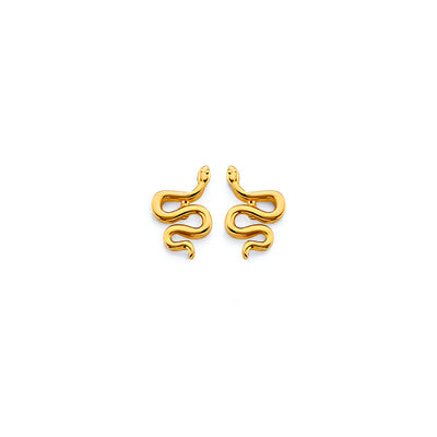 14K Yellow Gold CZ Snake Push Back Earrings