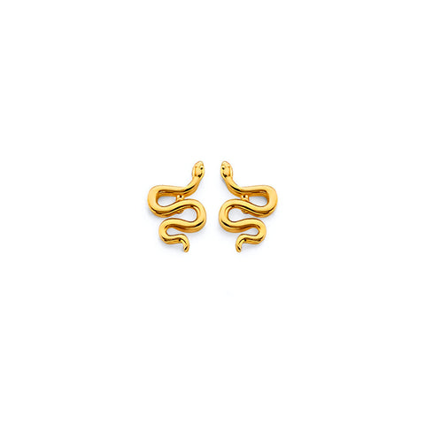 14K Yellow Gold CZ Snake Push Back Earrings