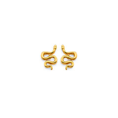 14K Yellow Gold CZ Snake Push Back Earrings