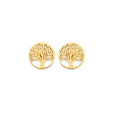 14K Yellow Gold Tree Of Life Push Back Earrings