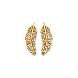 14K Yellow Gold CZ Feather Push Back Earrings