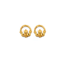 Load image into Gallery viewer, 14K Yellow Gold Claddagh Push Back Earrings