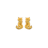 14K Yellow Gold Cat Push Back Earrings