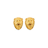 14K Yellow Gold Lion Push Back Earrings