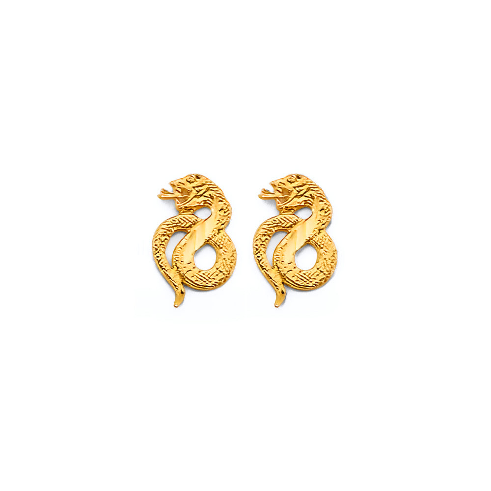 14K Yellow Gold Snake Push Back Earrings