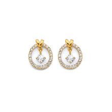 Load image into Gallery viewer, 14K Yellow Gold CZ Hanging Push Back Earrings