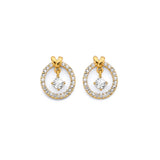 14K Yellow Gold CZ Hanging Push Back Earrings