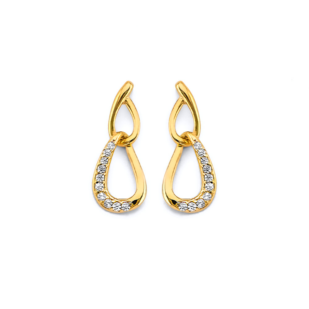 14K Yellow Gold CZ Push Back Earrings