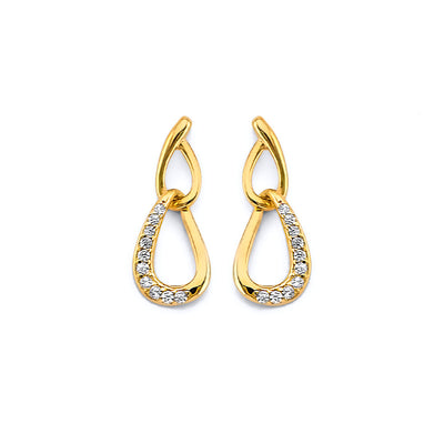 14K Yellow Gold CZ Push Back Earrings