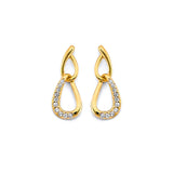 14K Yellow Gold CZ Push Back Earrings