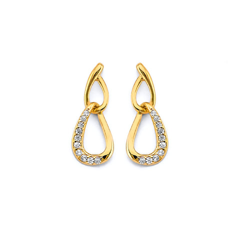 14K Yellow Gold CZ Push Back Earrings