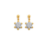 14K Yellow Gold CZ Hanging Star Push Back Earrings