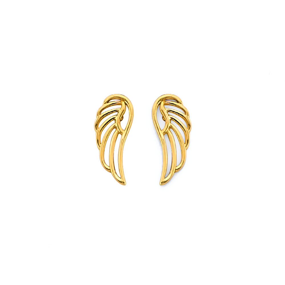 14K Yellow Gold Wing Push Back Earrings