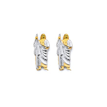 Load image into Gallery viewer, 14K Two Tone Gold St. Jude Push Back Earrings