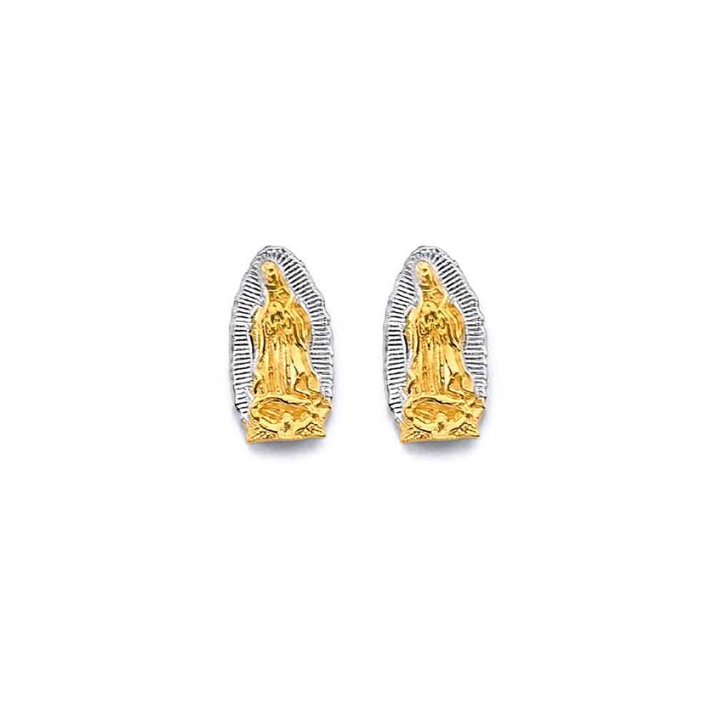 14K Two Tone Gold Guadalupe Push Back Earrings