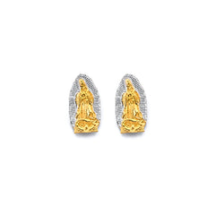 14K Two Tone Gold Guadalupe Push Back Earrings