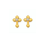 14K Yellow Gold CZ Cross Push Back Earrings