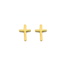 Load image into Gallery viewer, 14K Yellow Gold Plain Cross Push Back Earrings